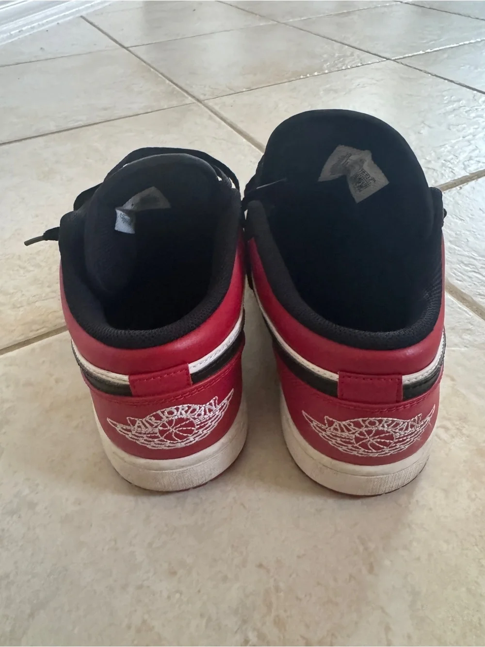 Jordan Low-Top Sneakers in Red, Black & White